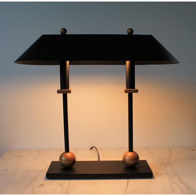 Postmodern 1980s Robert Sonneman for George Kovacs Memphis Style Post Modern Bankers Desk Lamp For Sale - Image 3 of 18