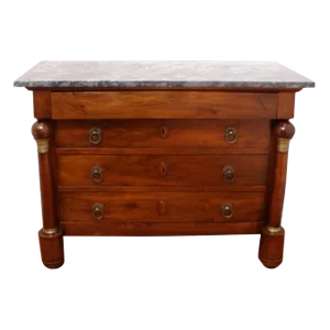 19th Century French Empire Period Large Walnut Marble Top Chest