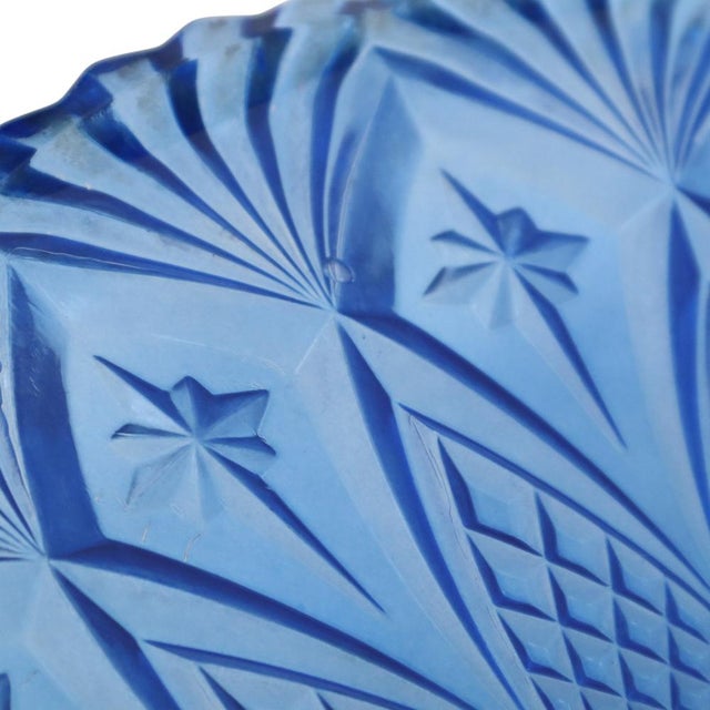 Vintage French Fruit Bowl in Blue Pressed Glass, 1960s For Sale - Image 10 of 15