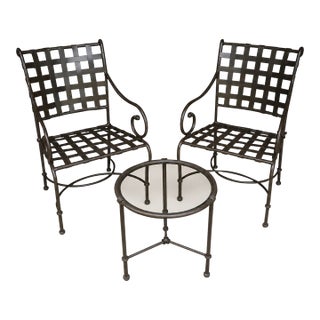 Mid 20th Century Florentine Three-Piece Patio Set in Speckled Bronze Finish Attributed to Brown Jordan For Sale