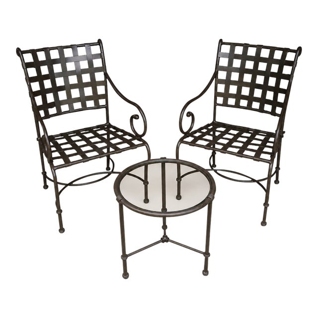 Mid 20th Century Florentine Three-Piece Patio Set in Speckled Bronze Finish Attributed to Brown Jordan For Sale