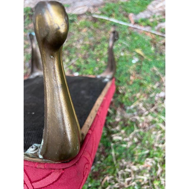 Up for consideration is a beautiful red covered ottoman with gold legs. This would look lovely in your home and it is a...