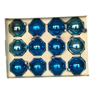 Vintage Glass Christmas Ornaments Set of 12 For Sale