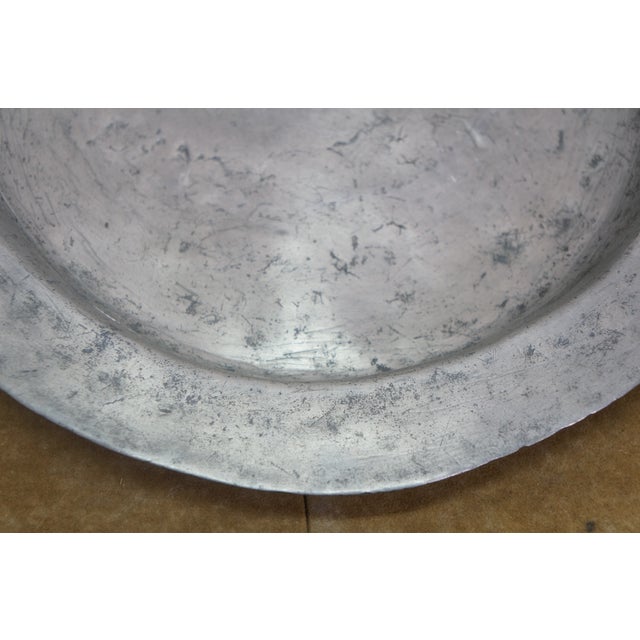 Late 18th Century Antique 18th Century Primitive Pewter Serving Plate Charger 12" For Sale - Image 5 of 11