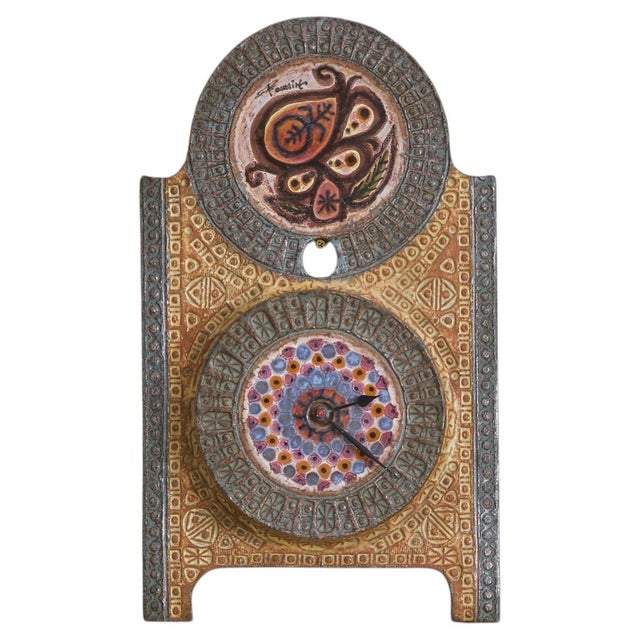 French Ceramic Clock No. 01 by Jacques Poussine, 1970s For Sale
