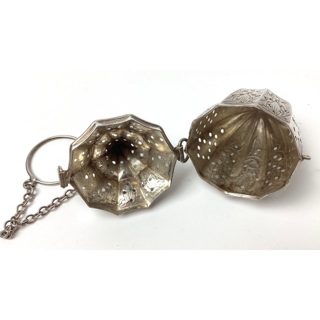 Antique American Edwardian Sterling Silver Tea Ball Infuser For Sale - Image 4 of 4