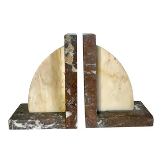 Vintage Mid Century Modern Italian Marble and Alabaster Bookends For Sale