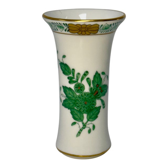 Vintage Herend Apponyi Green Mini Bud Vase For Sale