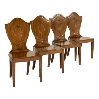 19th Century English Regency Mahogany Hall Chairs, Set of 4 For Sale