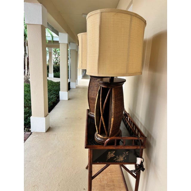 McGuire like large rattan wicker lamps. Elegant yet relaxed, much like the high low design of McGuire. This pair will go...