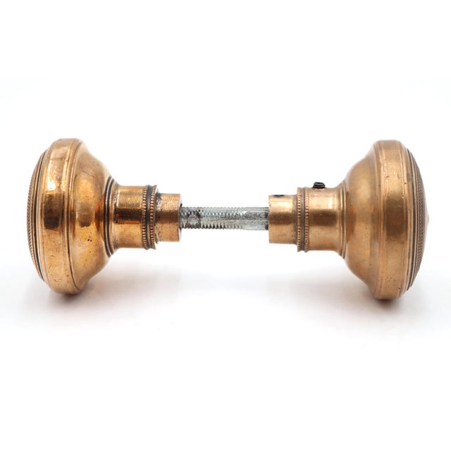 Traditional Pair of 1910s Corbin At&t Polished Brass Passage Door Knobs For Sale - Image 3 of 6