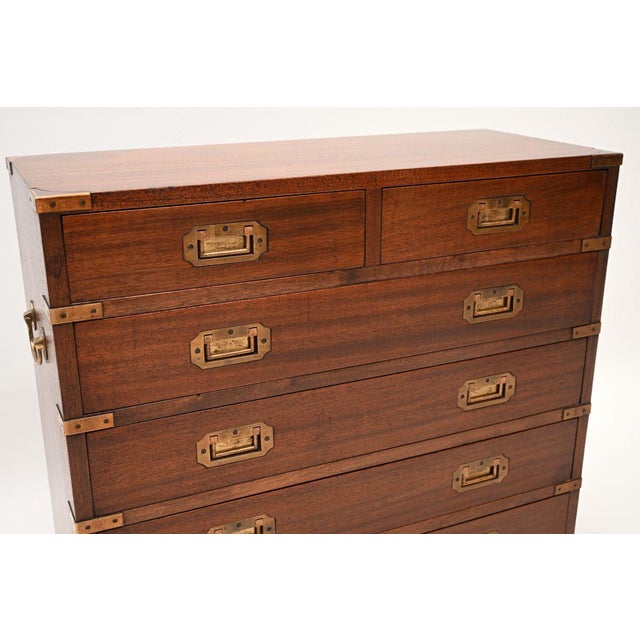 Antique Military Campaign Chest of Drawers, 1930 For Sale - Image 6 of 9