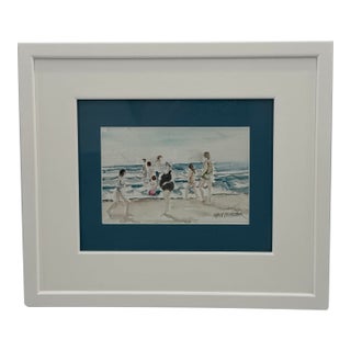 Original Cape May Beach Watercolor Painting by Al Manchester For Sale