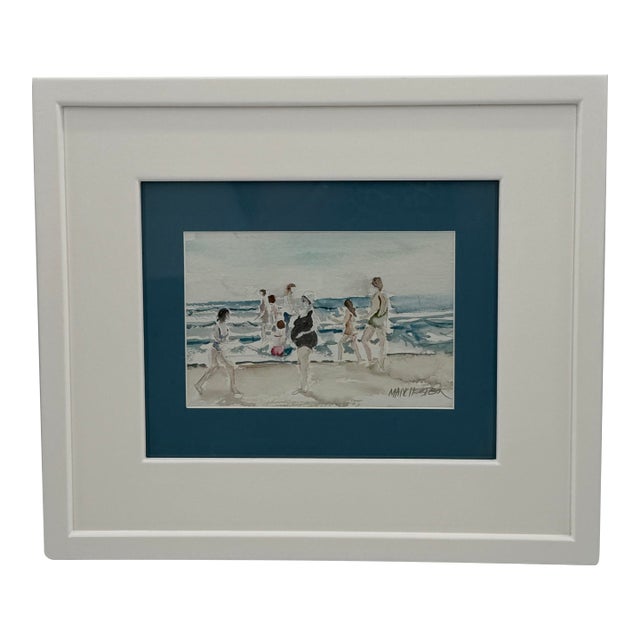 Original Cape May Beach Watercolor Painting by Al Manchester For Sale