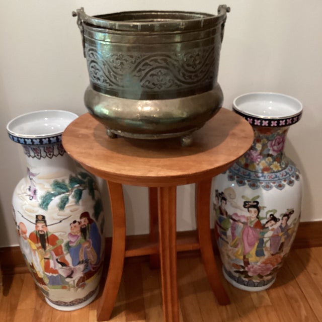 Vintage Handmade Moroccan Style Large Primitive Metalware Brass Cachepot/Bucket For Sale - Image 12 of 12