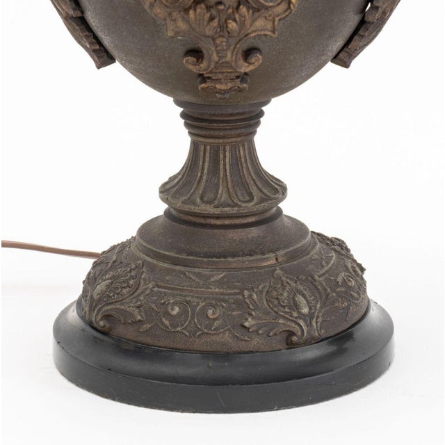 Metal Neoclassical Two Handle Urn Forn Table Lamps, Pair For Sale - Image 7 of 11