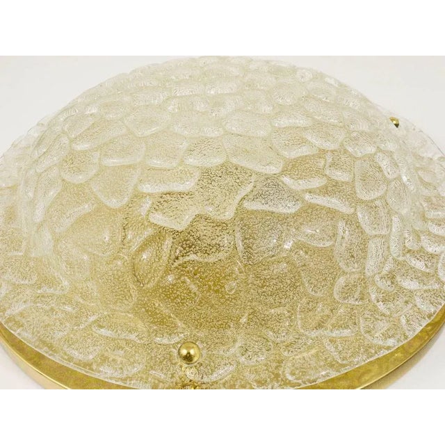 Large Textured Bubble Glass and Brass Flush Mount, Germany, 1970s For Sale - Image 10 of 11