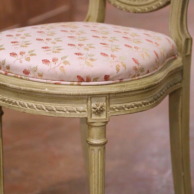 Early 20th Century Pair of Early 20th Century French Louis XVI Painted Cane Side Chairs For Sale - Image 5 of 9