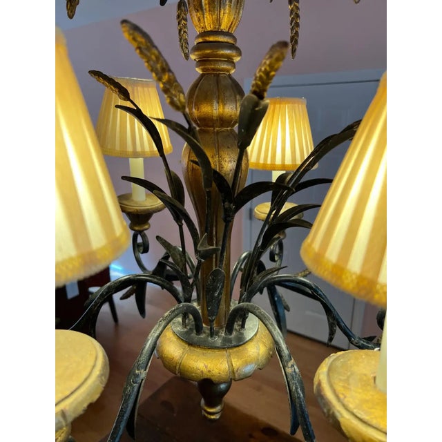 Vintage Regency Tole Wheat Sheaf Chandelier in the Style of Currey and Company For Sale In New York - Image 6 of 11