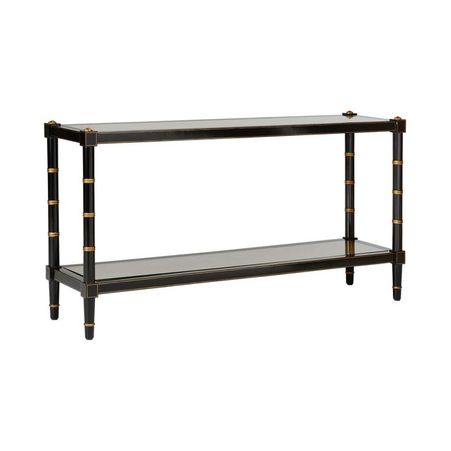 Bring an elegant accent to your home. The Conner Console Table in black is adorned with gold hand-painted detailing around...