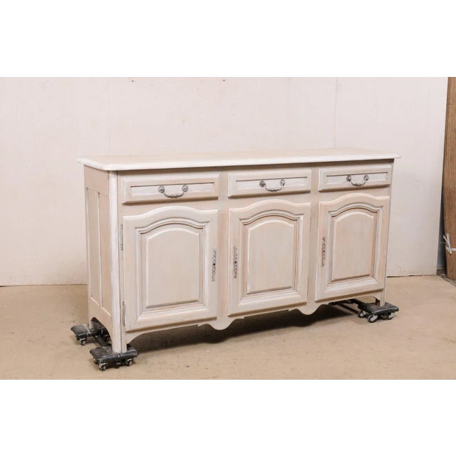French Painted Wood Buffet with Arched Doors For Sale - Image 4 of 12