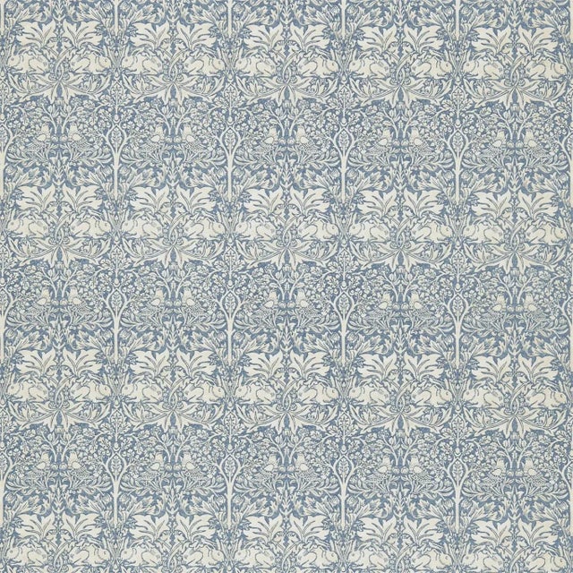 Morris & Co Brer Rabbit Fabric in Slate/Vellum - a Sample For Sale