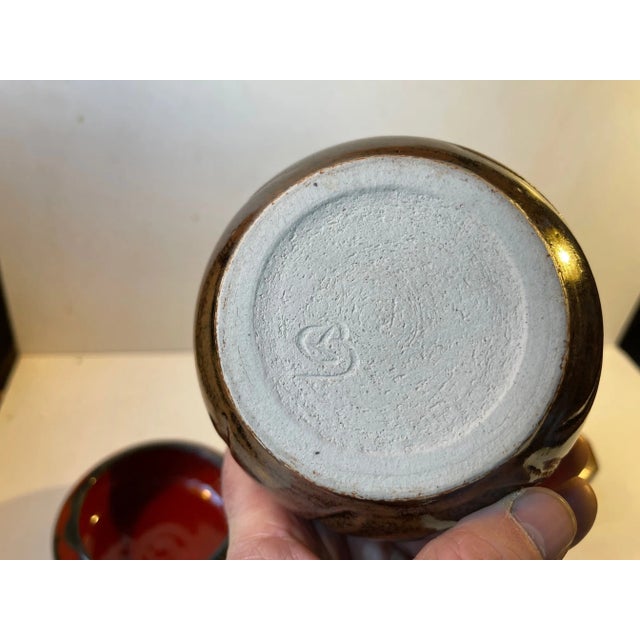 Scandinavian Modern Studio Vases in Glazed Ceramic, 1960s, Set of 3 For Sale - Image 9 of 13