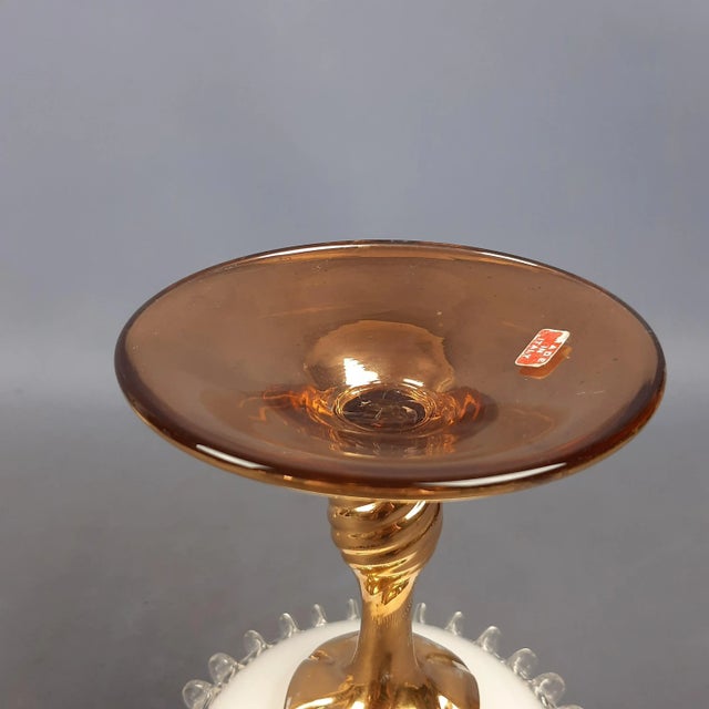 Murano Glass Vase or Centerpiece with Lid in Pure Gold and Floral Decor, 1950s For Sale - Image 10 of 16