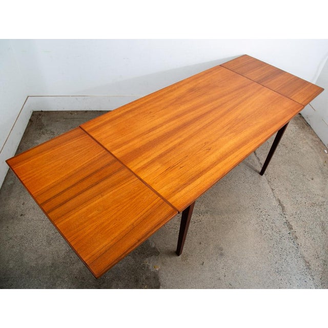 Mid Century Danish Modern Dining Table Denmark Teak Wood Extension Draw Leaf Nm For Sale - Image 4 of 12