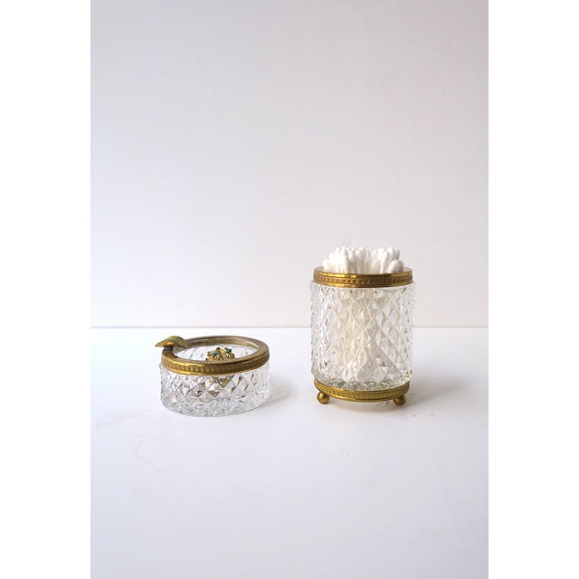 French French Cut Crystal Gilt Bronze Vanity Accessories or Smoking Set, Early 20th C For Sale - Image 3 of 11