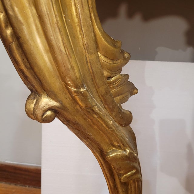 18th Century Louis XV Wall-Mounted Console Table in Carved and Gilded Wood, France For Sale - Image 13 of 18
