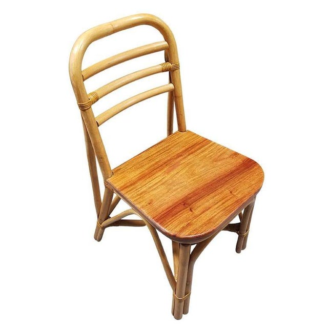 This beautifully restored Frankl style set of 6 rattan dining room chairs blends style and vintage charm with modern...