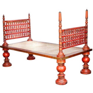 Antique Hand Painted Boho Chic Daybed For Sale