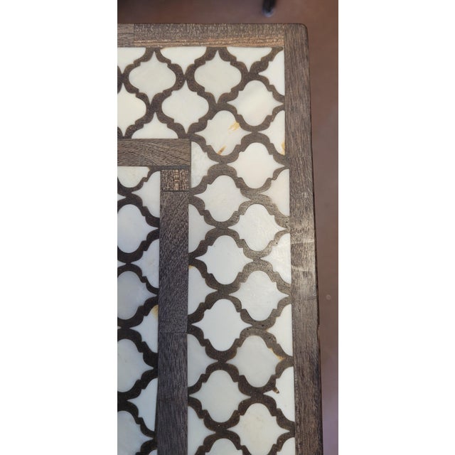 Pair of Moroccan Fine Inlaid End Tables For Sale - Image 4 of 9