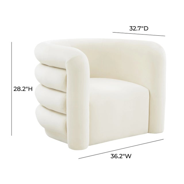 2020s Curves Cream Velvet Lounge Chair For Sale - Image 5 of 7