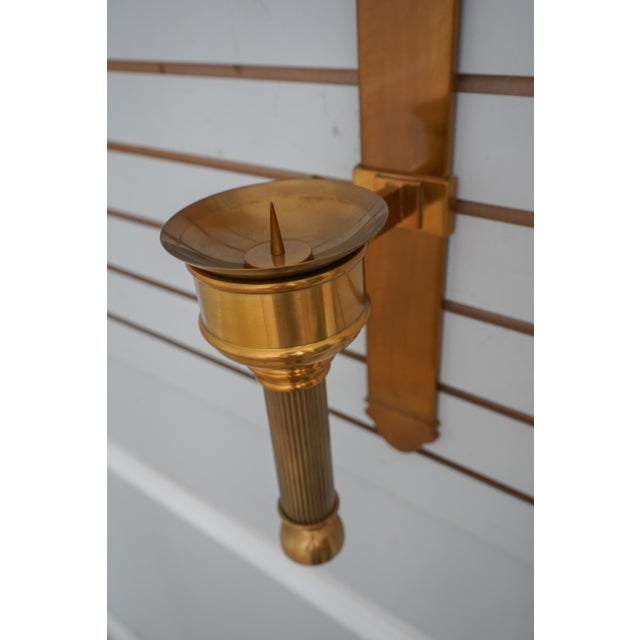 Pair Ethan Allen Brass Wall Sconce Candlesticks W. Globes Chairish