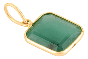 Modernist 3.66ct Octagon Emerald Bezel Pendant in 14k Yellow Gold