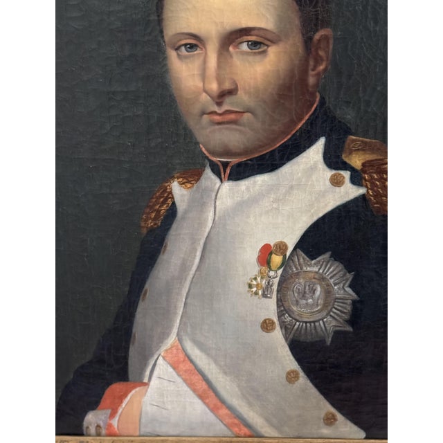 After Jacques-Louis David, Portrait of Napoleon I, 19th Century, Oil Painting on Canvas, Framed For Sale - Image 4 of 12