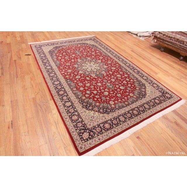 Breathtaking Fine Floral Luxurious Vintage Persian Silk Kashan Rug, country of origin: Persian Rugs, Circa date: Vintage –...