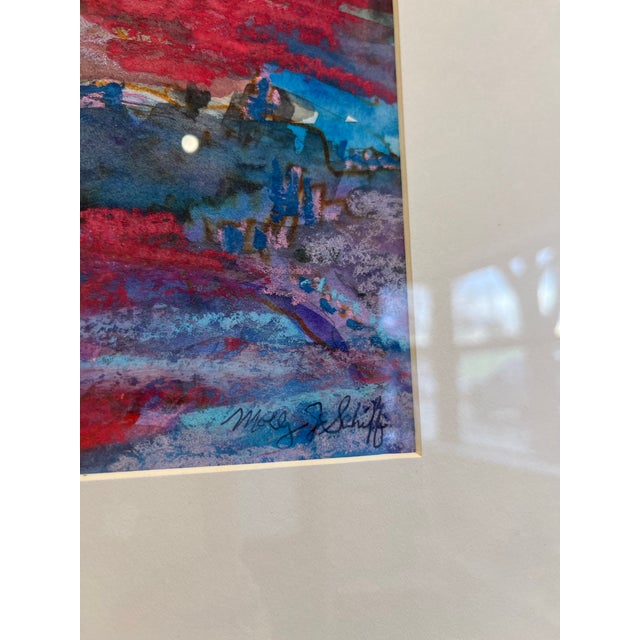 Mid-Century Modern Molly Schiff Painting 1960s Abstracted Wax Pastel on Paper Gold Frame For Sale - Image 3 of 5