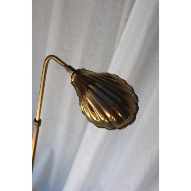 Mid-Century Modern Vintage Brass Clamshell Floor Lamp, in the Style of Frederick Cooper, C. 1970s For Sale - Image 3 of 6