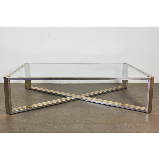 Metal Low Brass Table, 1970s For Sale - Image 7 of 12