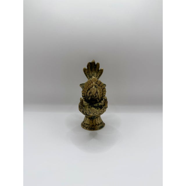 Vintage Himalayan Brass Sukunda-Style Ritual Oil Lamp With Bird Motif For Sale In Philadelphia - Image 6 of 7