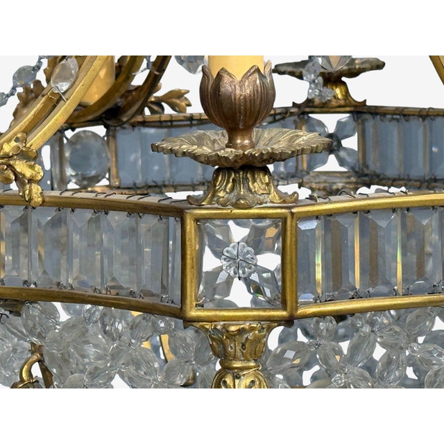Bronze 19th Century Louis XVI Style, Chandelier, Dore Bronze, Crystal, France For Sale - Image 8 of 11