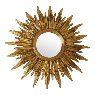 Mid-Century Sunburst Gilt Wall Mirror For Sale