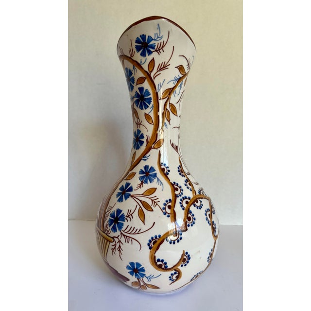 Rustic European Vintage Spanish Hand-Painted Ceramic Pitcher For Sale - Image 3 of 12