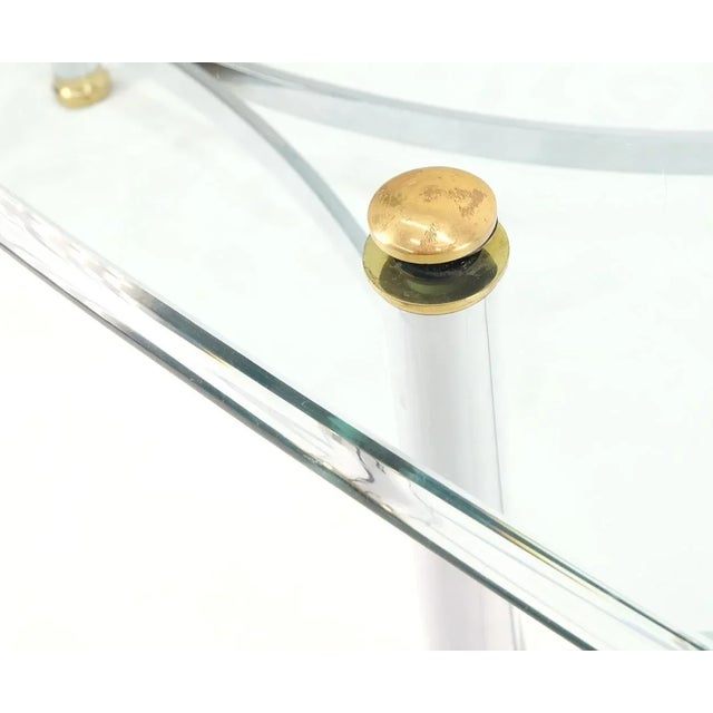 Brass Chrome Thick 3/4" Glass Top Mid Century Modern Oval Coffee Center Table For Sale - Image 12 of 13