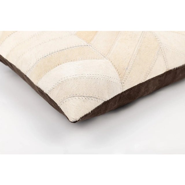 Farmhouse Canvello Genuine Cowhide Leather Decorative Throw Pillow With Feather Down Insert For Sale - Image 3 of 4