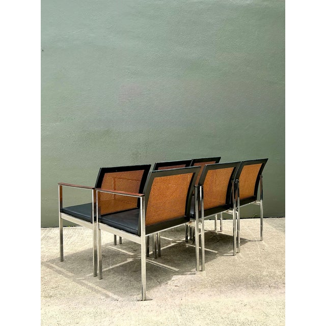 Vintage Paul McCobb for Lane Chrome Frame and Cane Dining Chairs - Set of 6 For Sale - Image 9 of 18