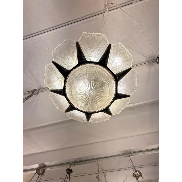 French Art Deco Chandelier by G Leleu For Sale - Image 12 of 13